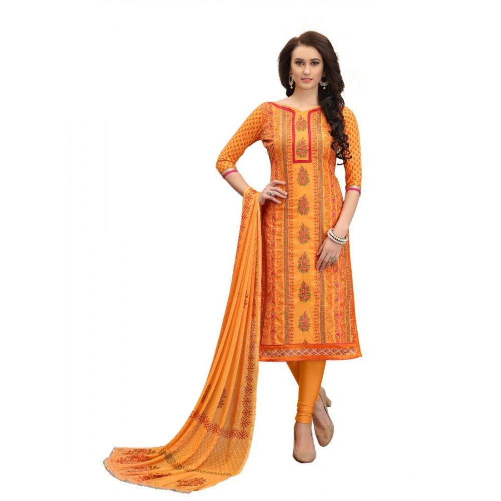 Women's Cotton Unstitched Salwar-Suit Material With Dupatta