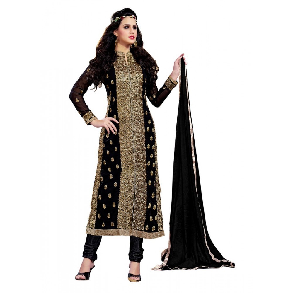 Women's Georgette Unstitched Salwar Suit-Material With Dupatta