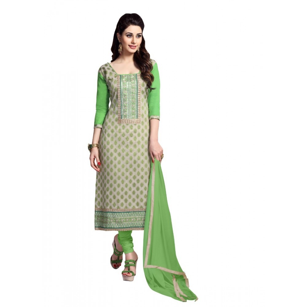 Women's Cotton Unstitched Salwar Suit-Material With Dupatta