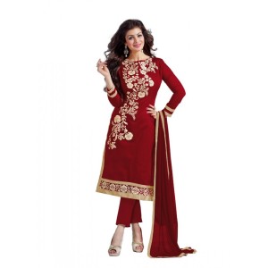 Women's Chanderi Unstitched Salwar Suit-Material With Dupatta