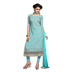 Women's Chanderi Unstitched Salwar Suit-Material With Dupatta