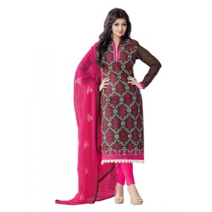 Women's Chanderi Unstitched Salwar Suit-Material With Dupatta