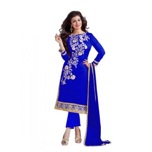 Women's Chanderi Unstitched Salwar Suit-Material With Dupatta