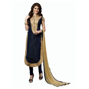 Women's Chanderi Unstitched Salwar Suit-Material With Dupatta