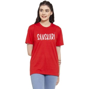 Women's Cotton Blend Sanskari Printed T-Shirt