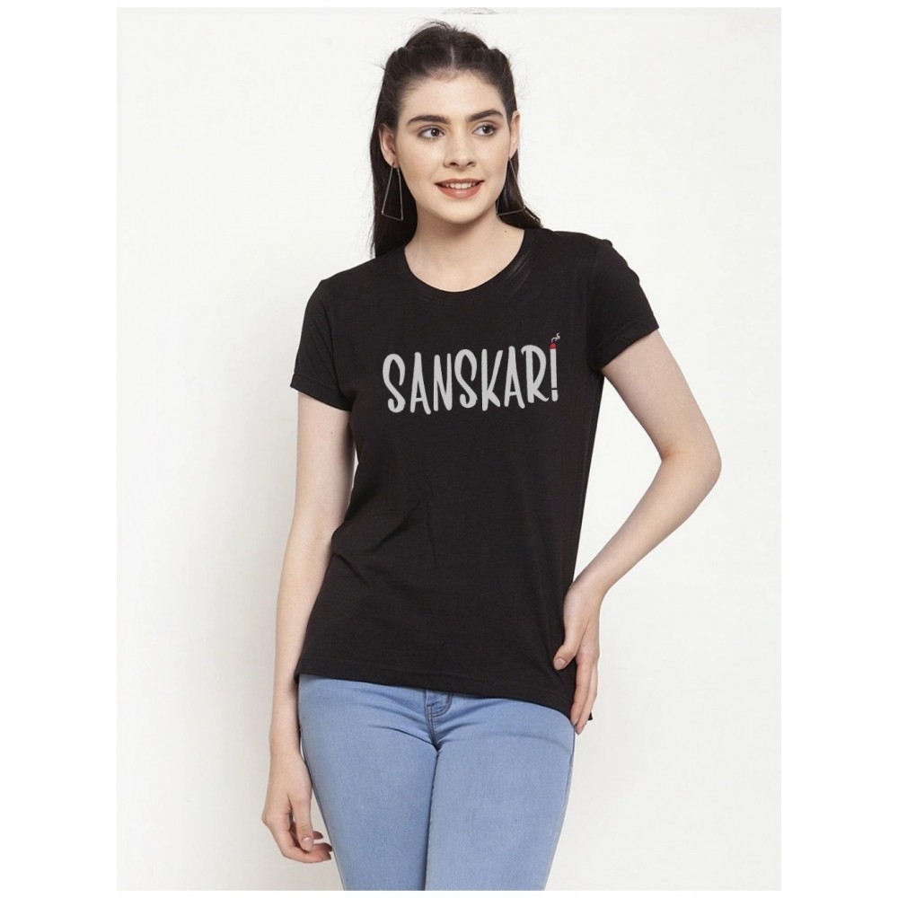 Women's Cotton Blend Sanskari Printed T-Shirt