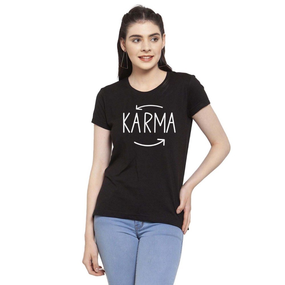 Women's Cotton Blend Karma Printed T-Shirt