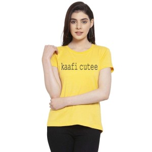 Women's Cotton Blend Kaafi Cutee Printed T-Shirt