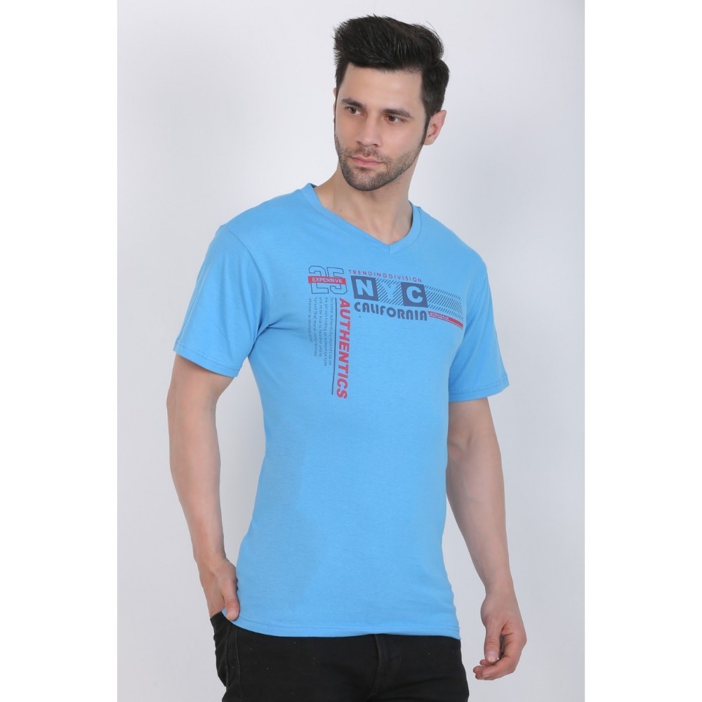 Men's Cotton Jersey V Neck Printed Tshirt