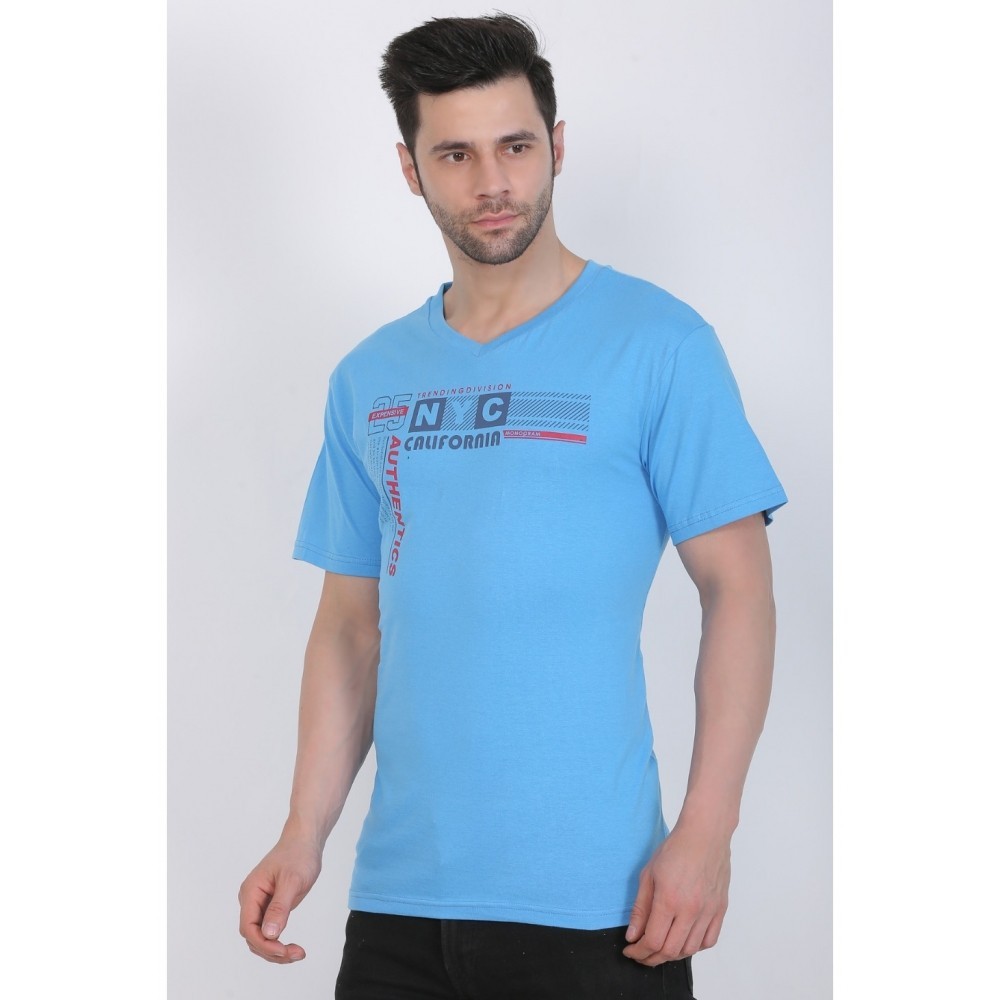 Men's Cotton Jersey V Neck Printed Tshirt