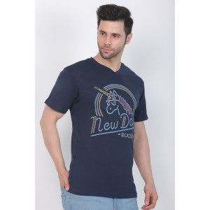 Men's Cotton Jersey V Neck Printed Tshirt