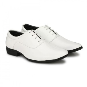 Men's White Color Patent Leather Material Casual Formal Shoes