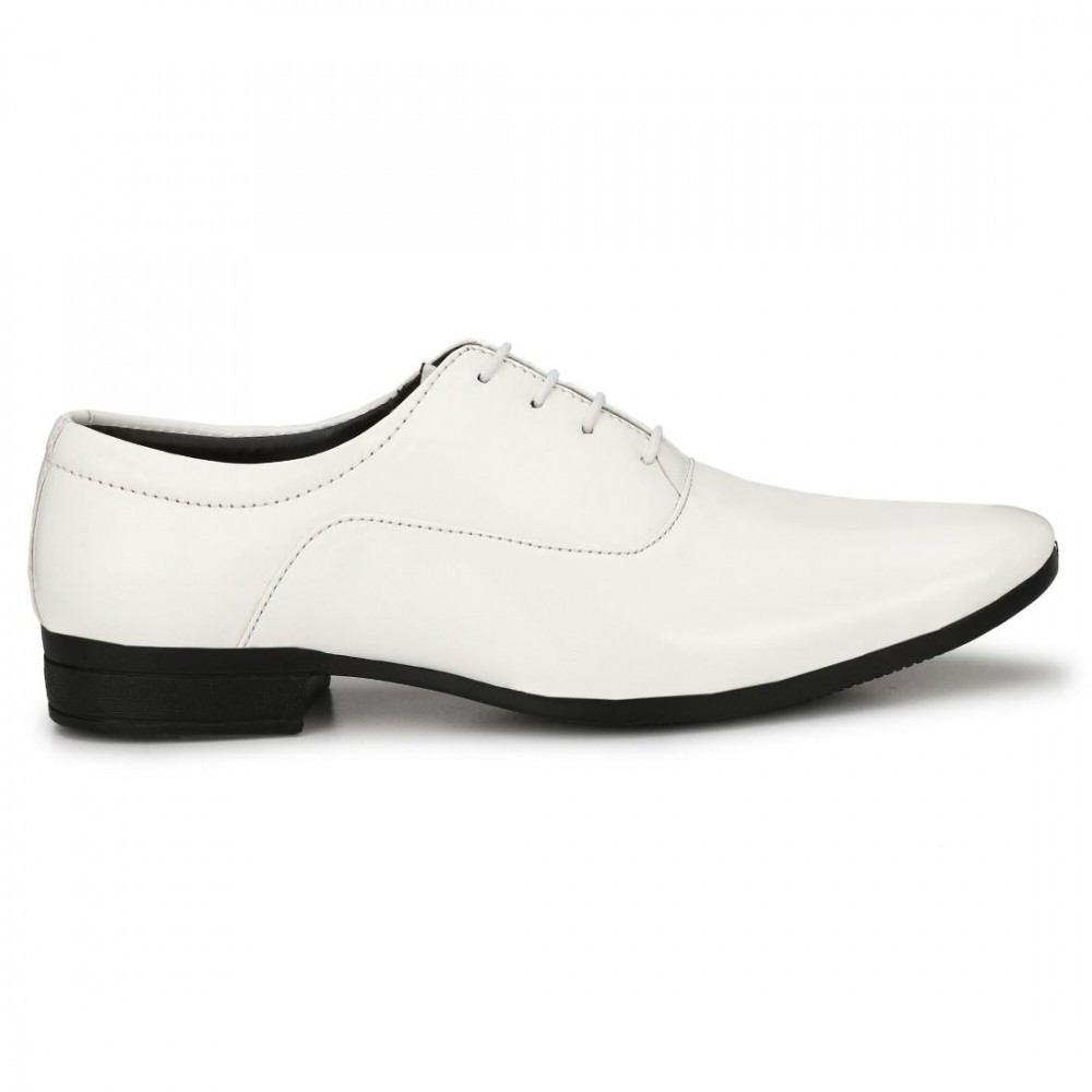 Men's White Color Patent Leather Material Casual Formal Shoes