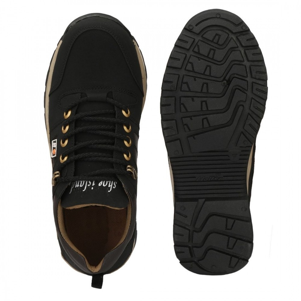 Men Black Color Leatherette Material Casual Boots