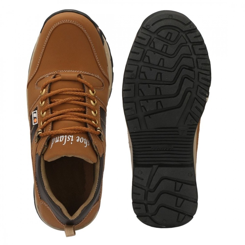 Men Tan,Brown,Black Color Leatherette Material Casual Boots