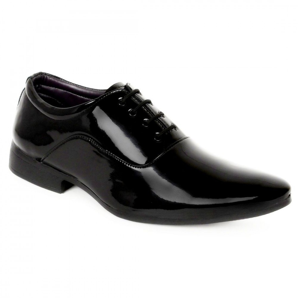 Men's Black Color Patent Leather Material Casual Formal Shoes