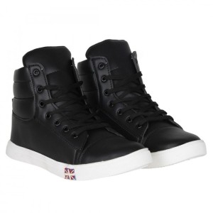 Men Black Color Synthetic Material Casual Sneakers