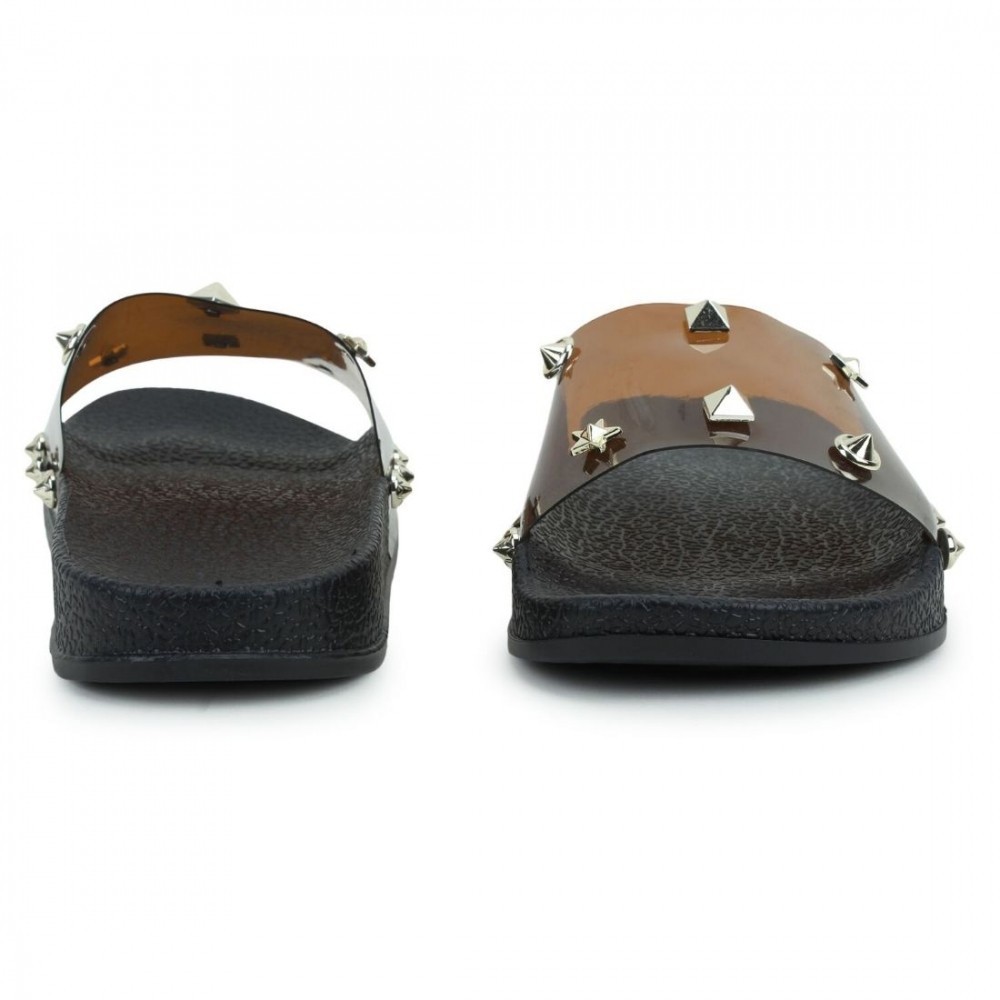 Women Brown Color Synthetic Material Casual Sliders