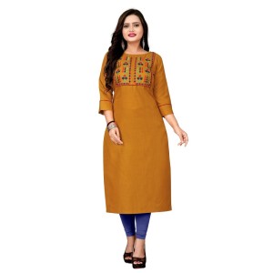 Women's Cotton Embroidery Straight Kurti