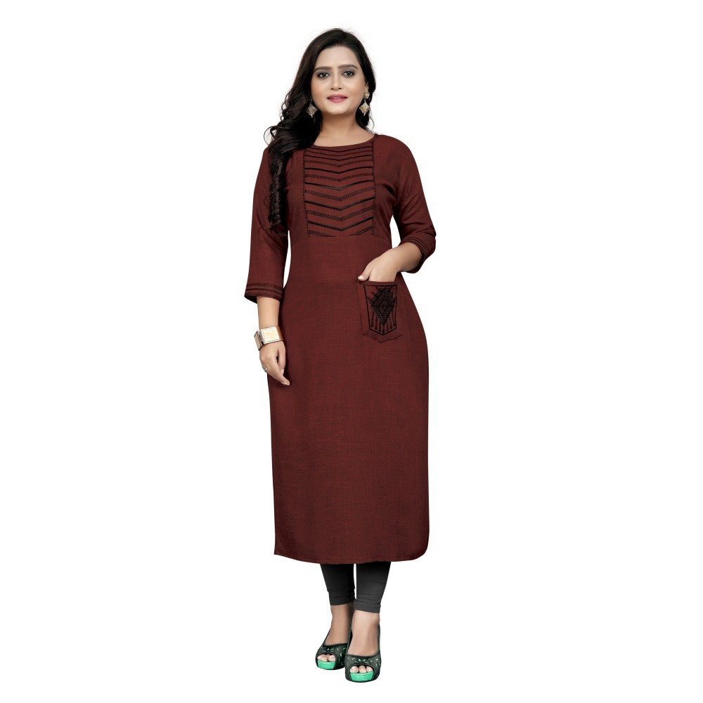 Women's Cotton Embroidery Straight Kurti