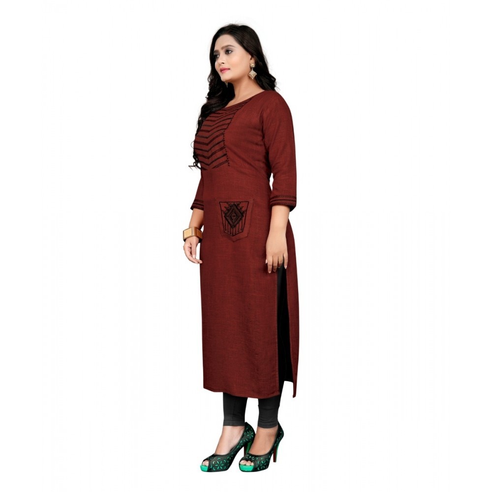 Women's Cotton Embroidery Straight Kurti