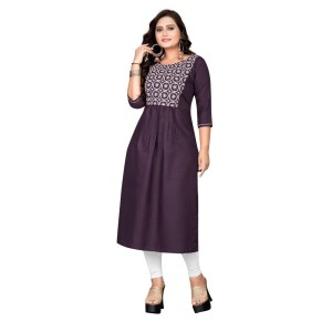 Women's Cotton Embroidery Straight Kurti