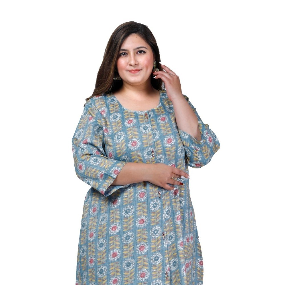 Women's Office wear Golden Foil Capsule A-Line Kurti