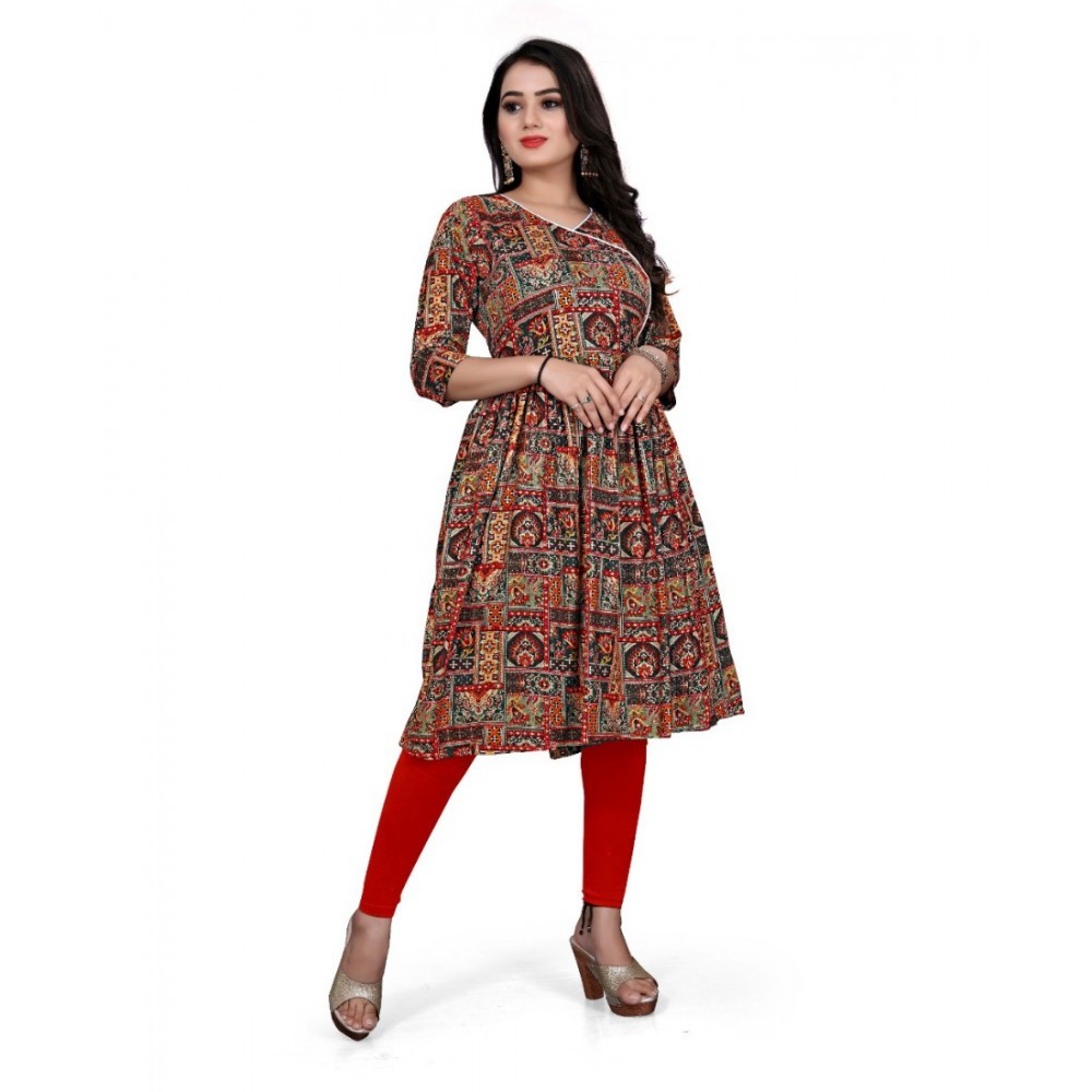 Women's Rayon Foil Printed Straight Kurti