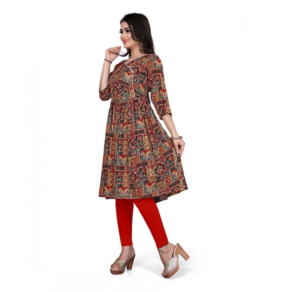 Women's Rayon Foil Printed Straight Kurti