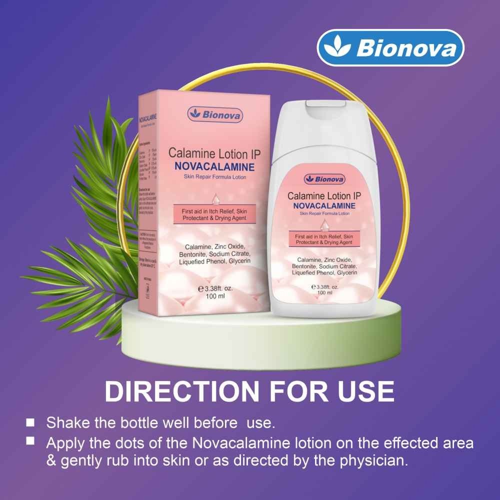 Bionova Calamine Lotion For Minor Skin Rashes and Skin Irritation Can Be Used By Adults And Children 100ml