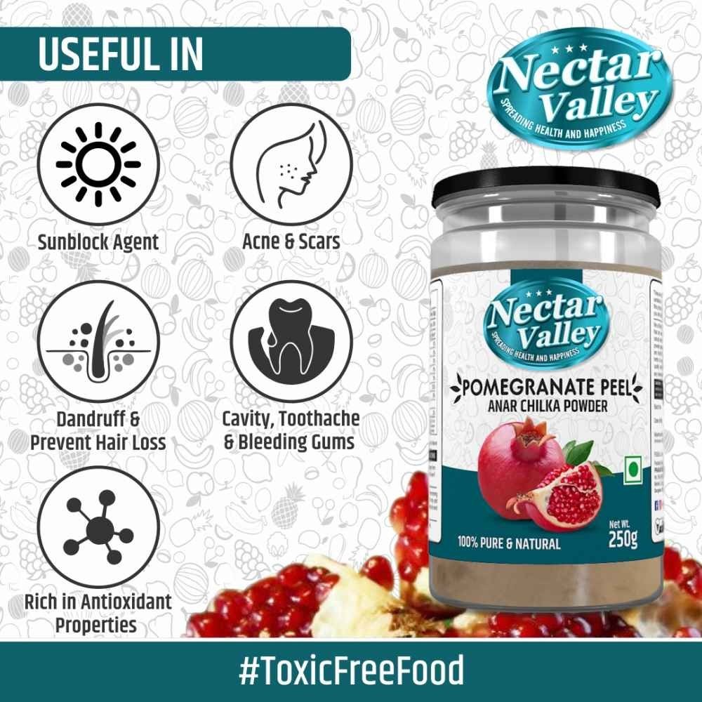 Nectar Valley Pomegranate Peel Powder For Making Herbal Tea and Face Packs 250g
