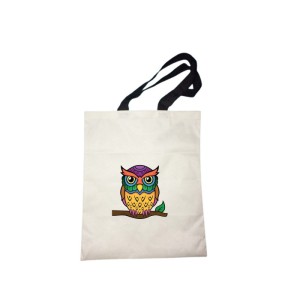 Colorful Owl Printed Canvas Reusable Shopping Grocery Carry bag