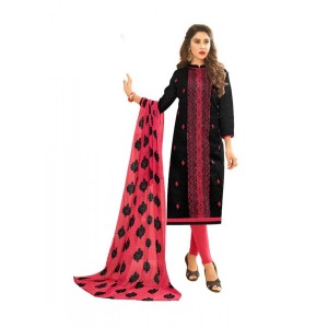 Women's Cotton Jacquard Unstitched Salwar-Suit Material With Dupatta