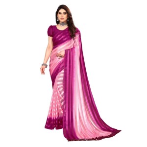 Women's Embellished Striped Bollywood Satin Saree With Blouse