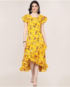 Stunning Ruffled Floral Print Dress  – Latest Fashion Trend