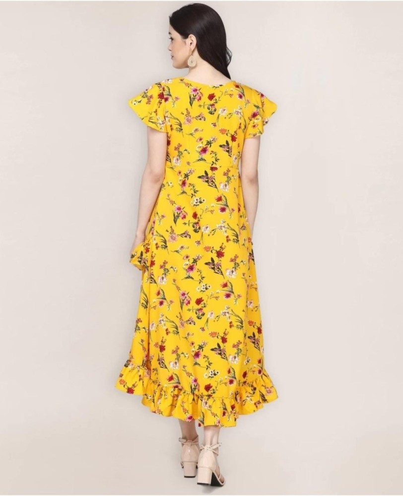 Stunning Ruffled Floral Print Dress  – Latest Fashion Trend